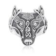 925 Sterling Silver Wolf Head Viking Ring