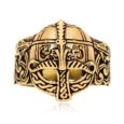 Bronze Viking Ring in Viking Helmet Design