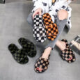 Fluffy Checkered Slides